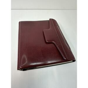 VTG Day Runner Classic‎ 3 Ring Organizer Padded Maroon Faux Leather Dividers